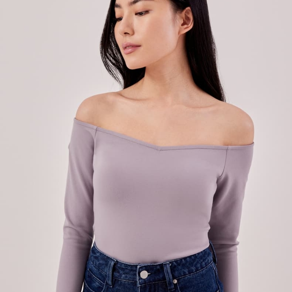 Love bonito purple off the shoulder shirt